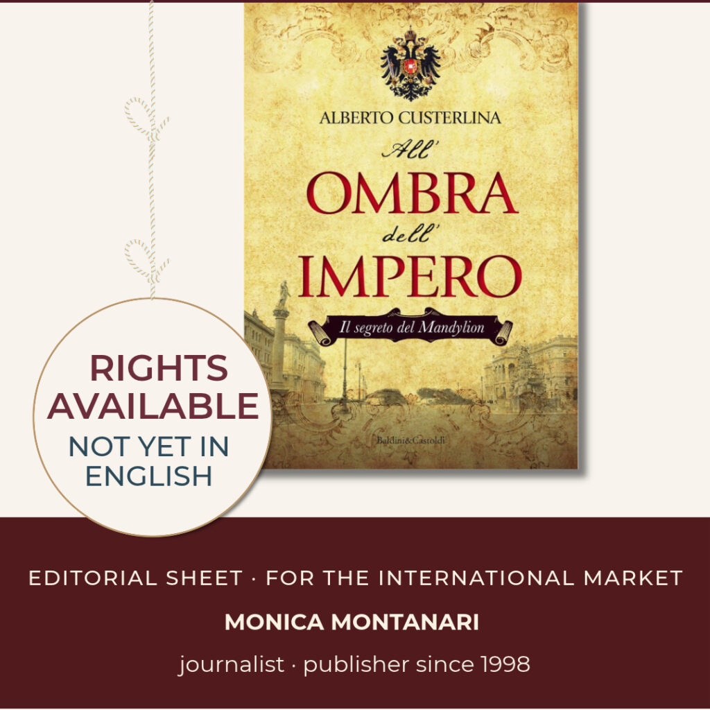 Custerlina Empire Shadow – Editorial sheet badge with book cover of All’ombra dell’Impero, Rights Available, Not yet in English