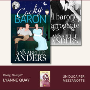 Anders Cocky Baron, illustrated couple on a night bench beside an embracing pair on the cover of Il barone arrogante