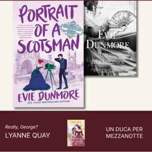 Dunmore Portrait, illustrated woman at a camera beside a man by ruins, and a woman with a fan on the cover of Il ritratto della seduzione
