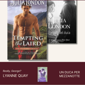 London, Tempting Laird: shirtless Highlander in a red tartan kilt beside a black-and-white couple on the cover of I segreti del duca